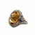 1940's Citrine Seed Pearl & Amethyst 14 Karat White Gold Filigree Vintage Ring
