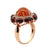 Orange and Red Cabochon Garnet Diamond 14 Karat Rose Gold Vintage Cocktail Ring