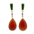 Green & Brown Jade Diamond 14 Karat Yellow Gold Vintage Drop Earrings