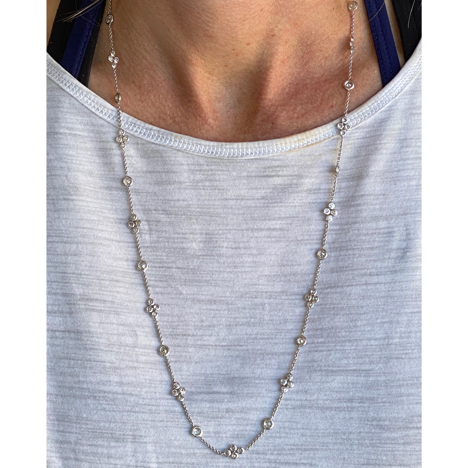 6.50 Carat Diamond By The Yard Platinum 24 Inch Link Necklace