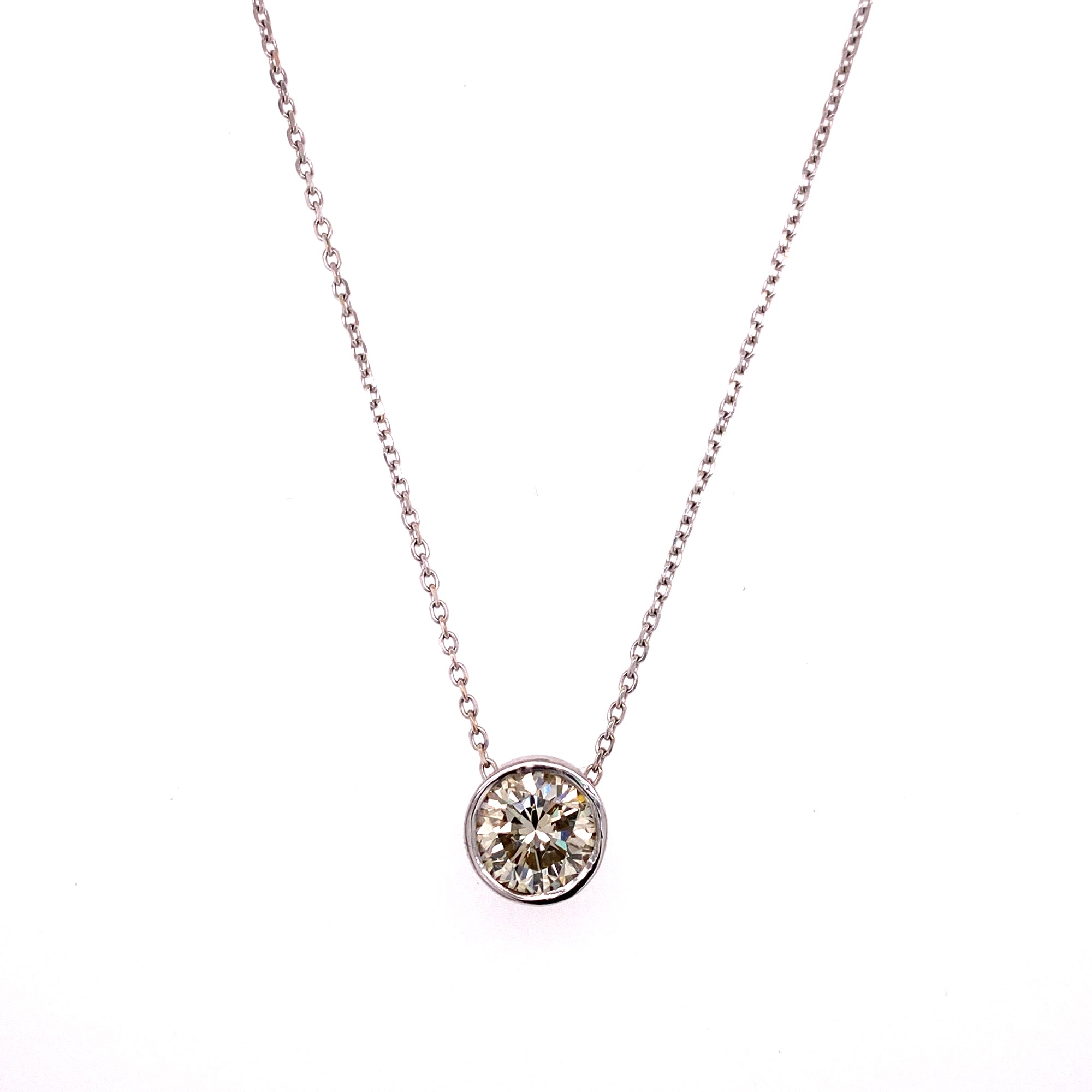 1.22 Carat Diamond Bezel Set Pendant Necklace Bardys Estate Jewelry