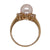 Diamond Cultured White Pearl Yellow Gold Cocktail Ring