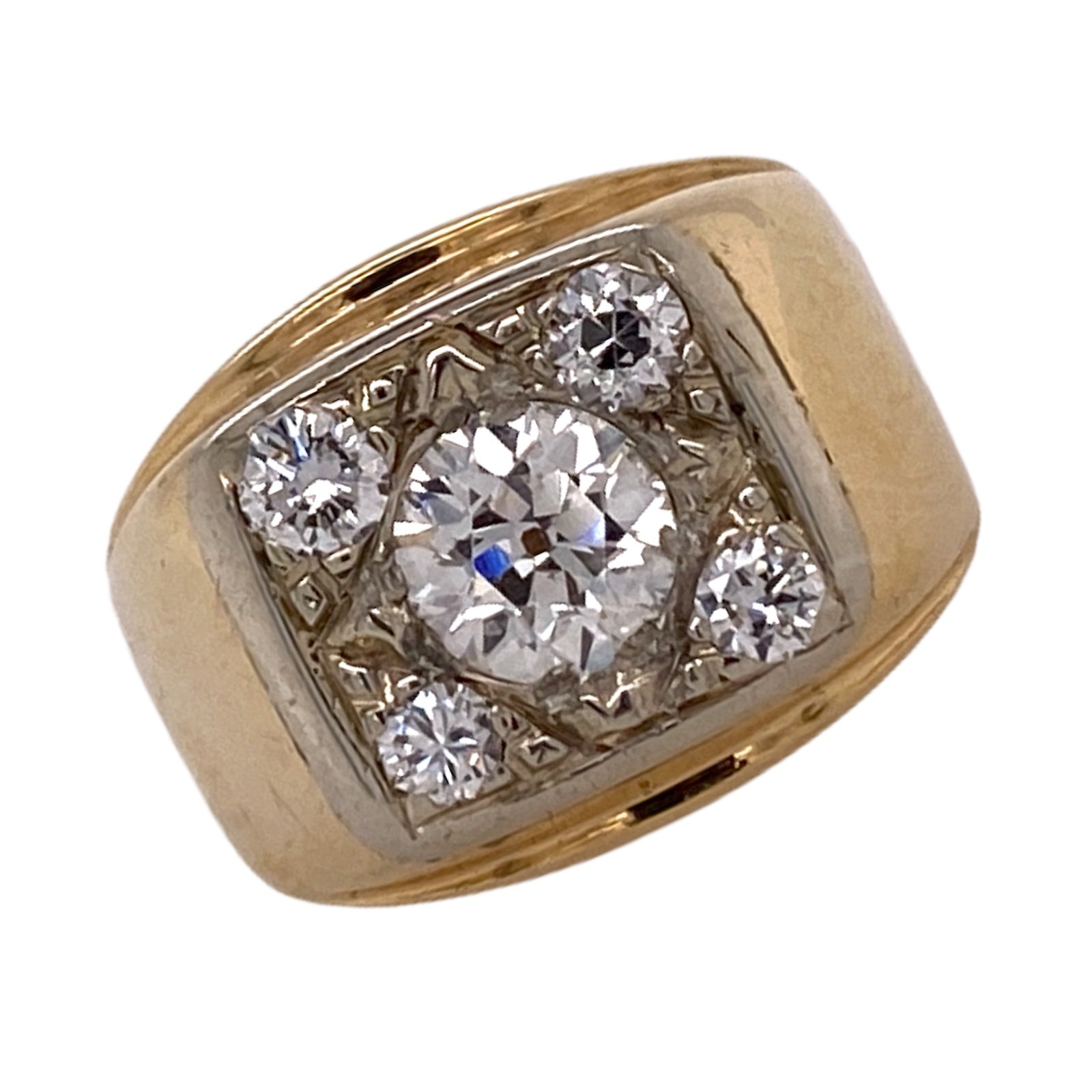 1960's Old European Cut Diamond Yellow Gold Vintage Ring
