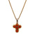 Italian Coral 18 Karat Yellow Gold Cross Vintage Pendant Necklace