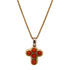 Italian Coral 18 Karat Yellow Gold Cross Vintage Pendant Necklace