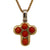 Italian Coral 18 Karat Yellow Gold Cross Vintage Pendant Necklace