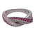 Diamond Ruby 18 Karat White Gold Twisted Wedding Band Ring