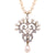 Edwardian Old Mine Cut DIamond Natural Cultured Pearl Pendant Necklace