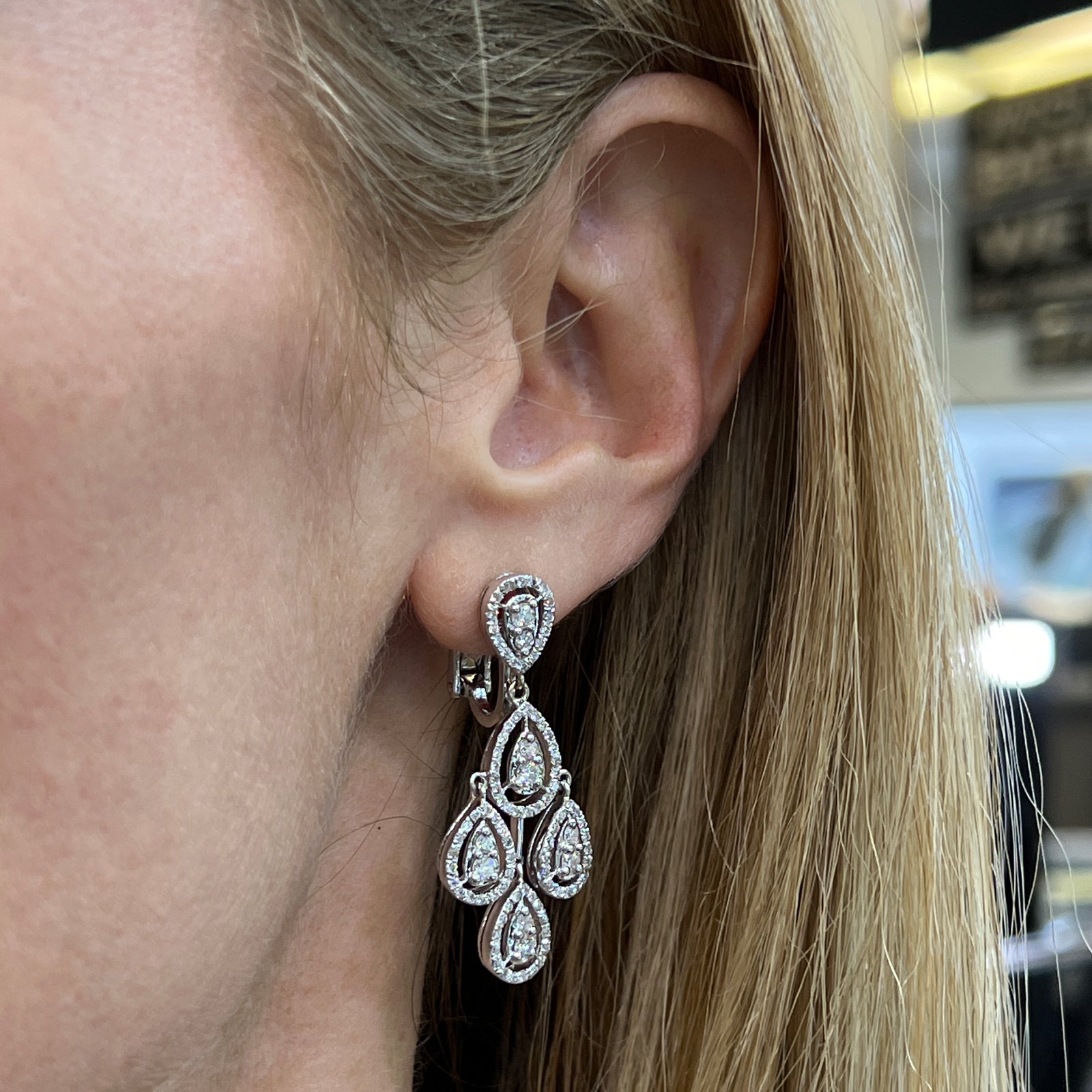 Gold diamond chandelier earrings Clearance