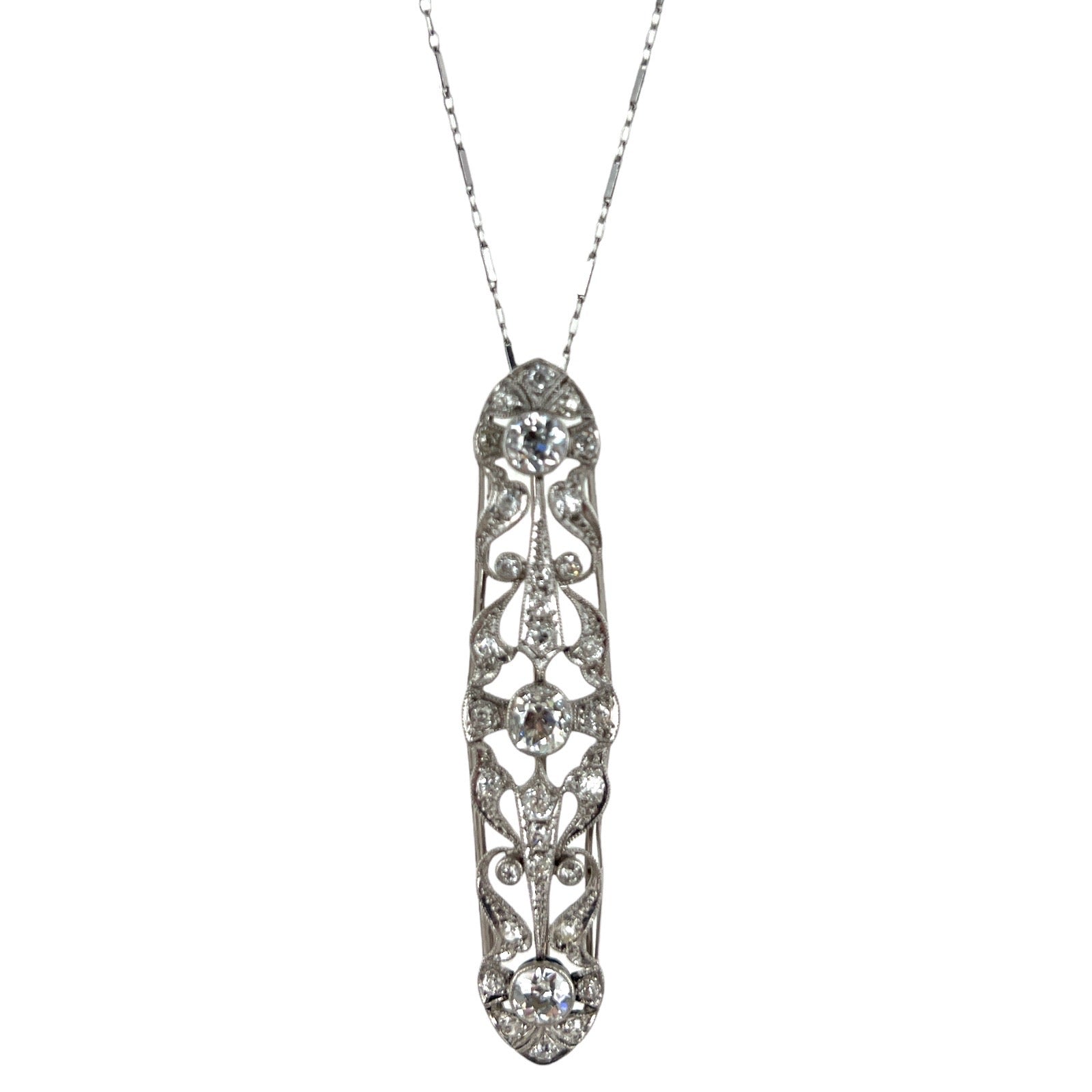 Art Deco Old European Diamond Platinum Pin/Pendant