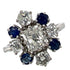Old Mine Cut Diamond Sapphire Antique Ring 18 Karat White Gold