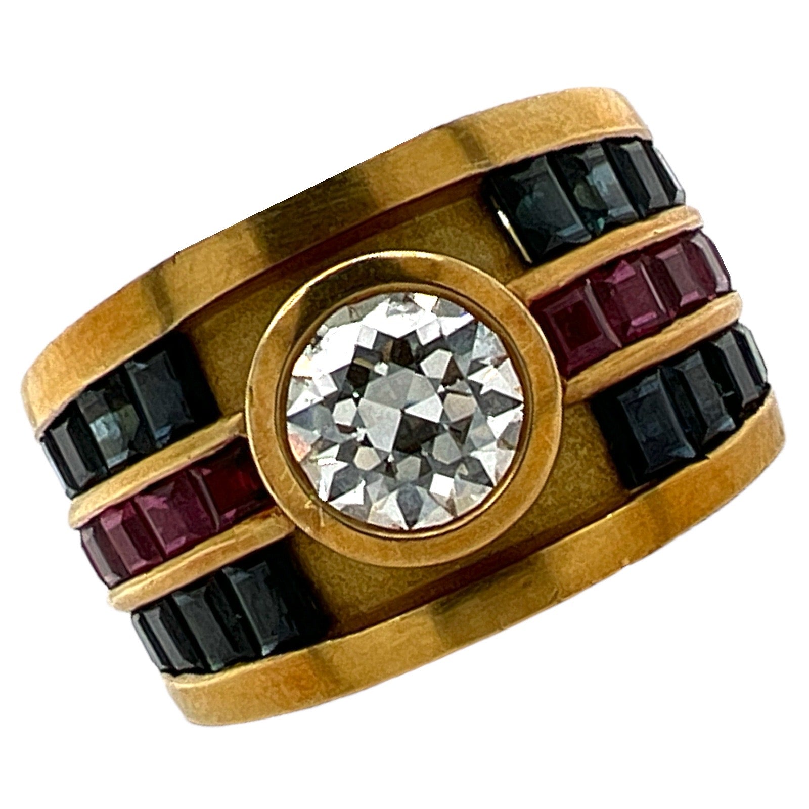 Charles Krypell 18K Gold Ruby Diamond Ring