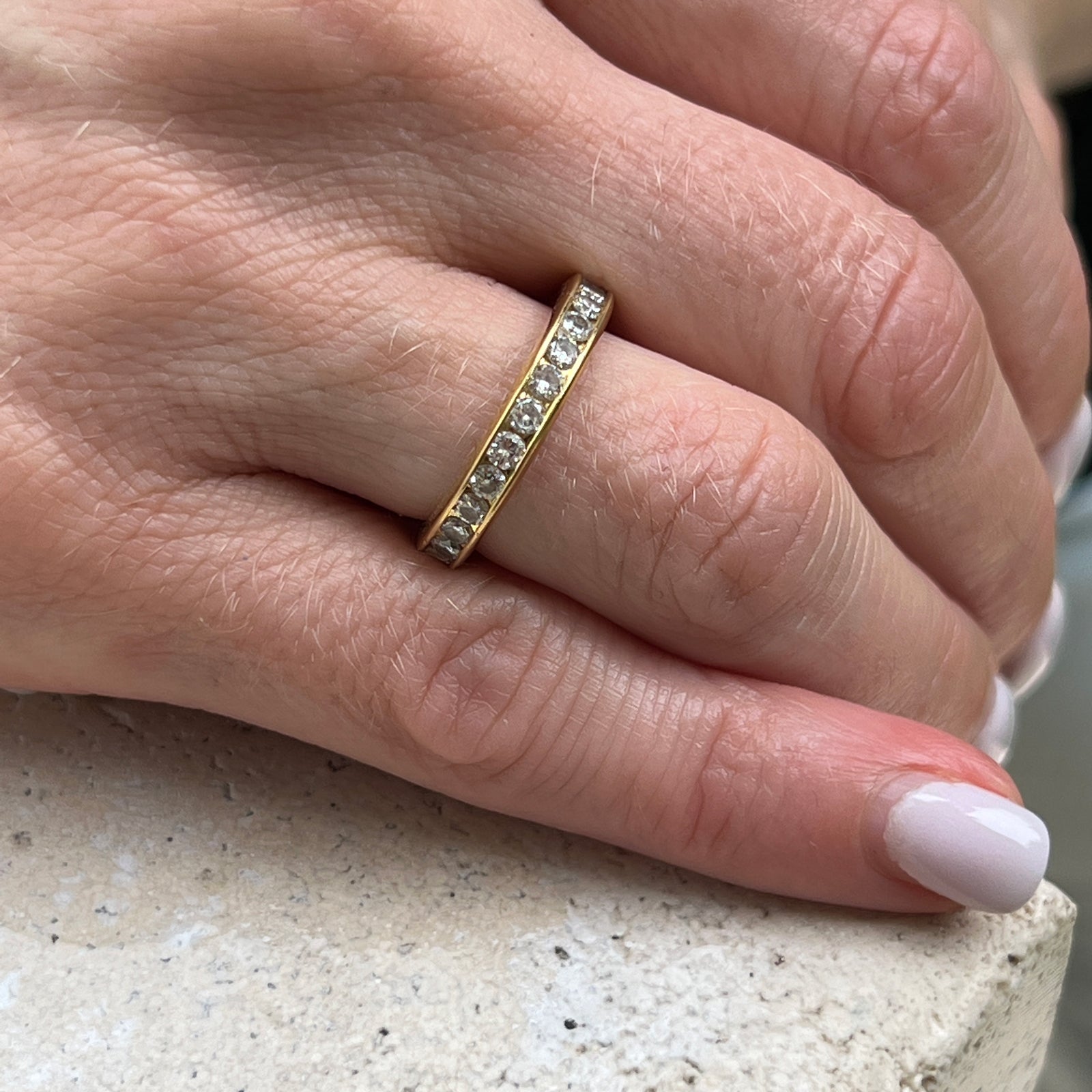 Diamond 18 Karat Yellow Gold Channel Set Eternity Band Ring