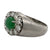 1970's Emerald Diamond Satin Finish White Gold Cocktail Ring