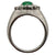 1970's Emerald Diamond Satin Finish White Gold Cocktail Ring