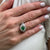 1970's Emerald Diamond Satin Finish White Gold Cocktail Ring