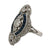 1950's Diamond Sapphire 18 Karat White Gold Vintage Cocktail Ring