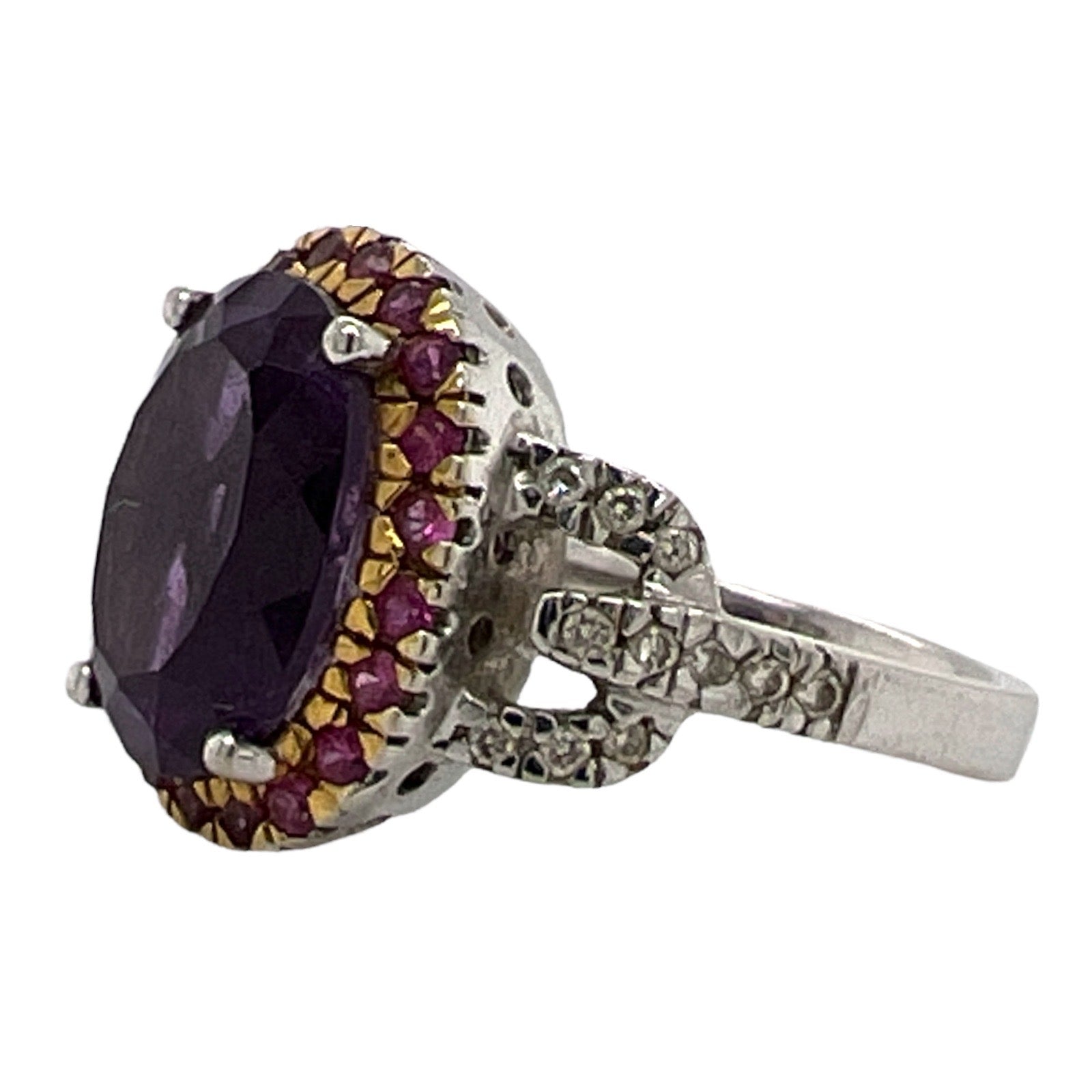 Amethyst Ruby Diamond 14 Karat White Gold Vintage Cocktail Ring – Bardys Estate  Jewelry