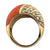 Diamond Coral 18 Karat Yellow Gold Dome Ring