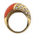 Diamond Coral 18 Karat Yellow Gold Dome Ring