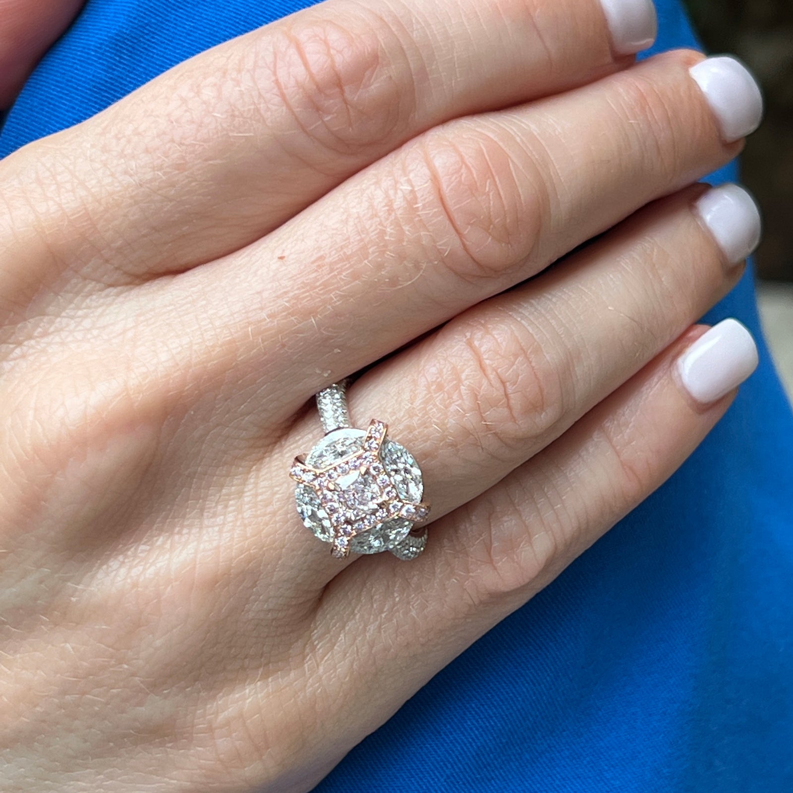 Natural Pink Diamond 18 Karat White & Rose Gold Engagement Ring GIA Certified