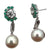 Diamond South Sea Pearl Emerald Platinum Drop Earrings GIA Certified