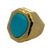 Henry Dunay Turquoise 18 Karat Yellow Hammered Finish Gold Estate Ring