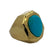 Henry Dunay Turquoise 18 Karat Yellow Hammered Finish Gold Estate Ring