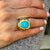 Henry Dunay Turquoise 18 Karat Yellow Hammered Finish Gold Estate Ring