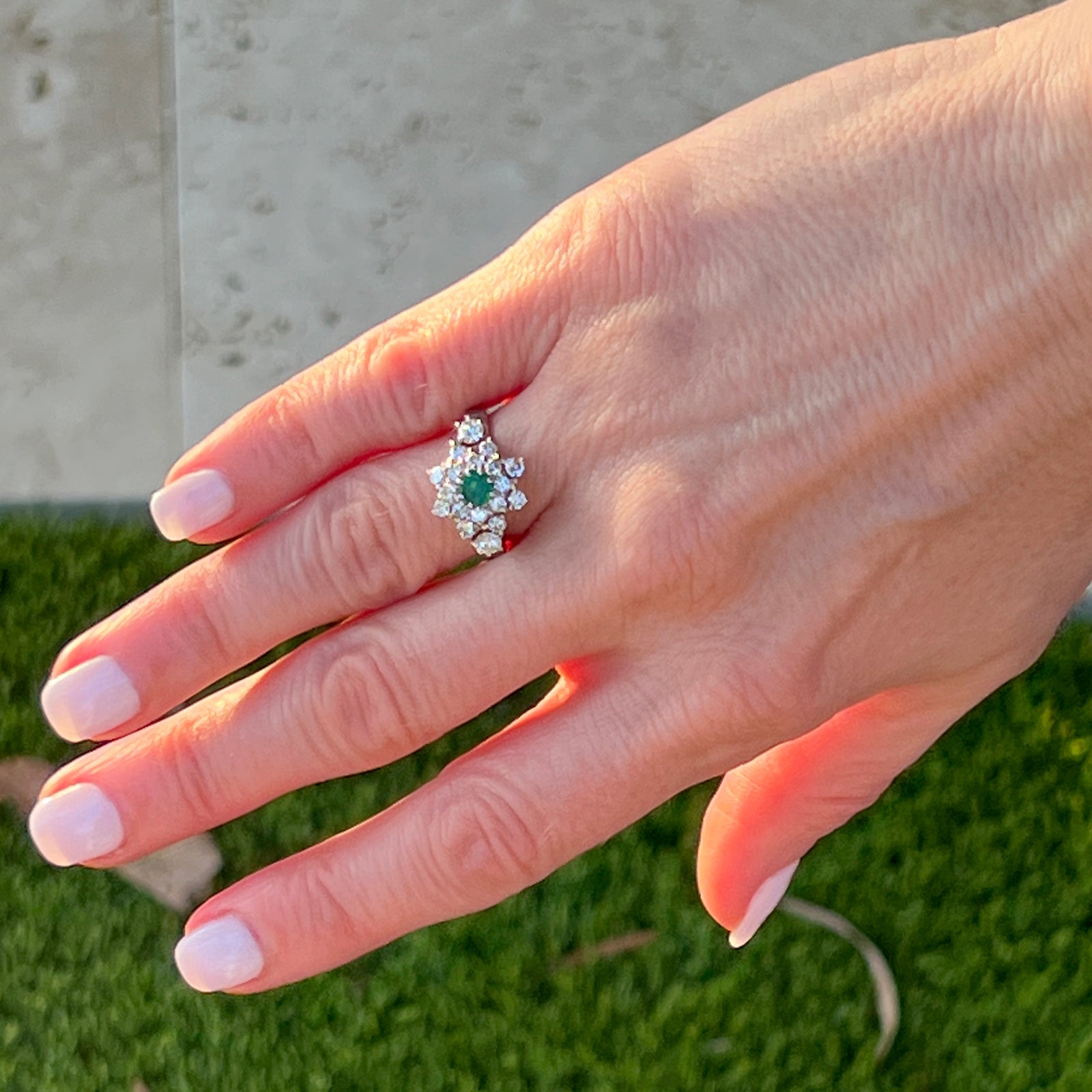 1960's Emerald Diamond Platinum Estate Cocktail Ring – Bardys