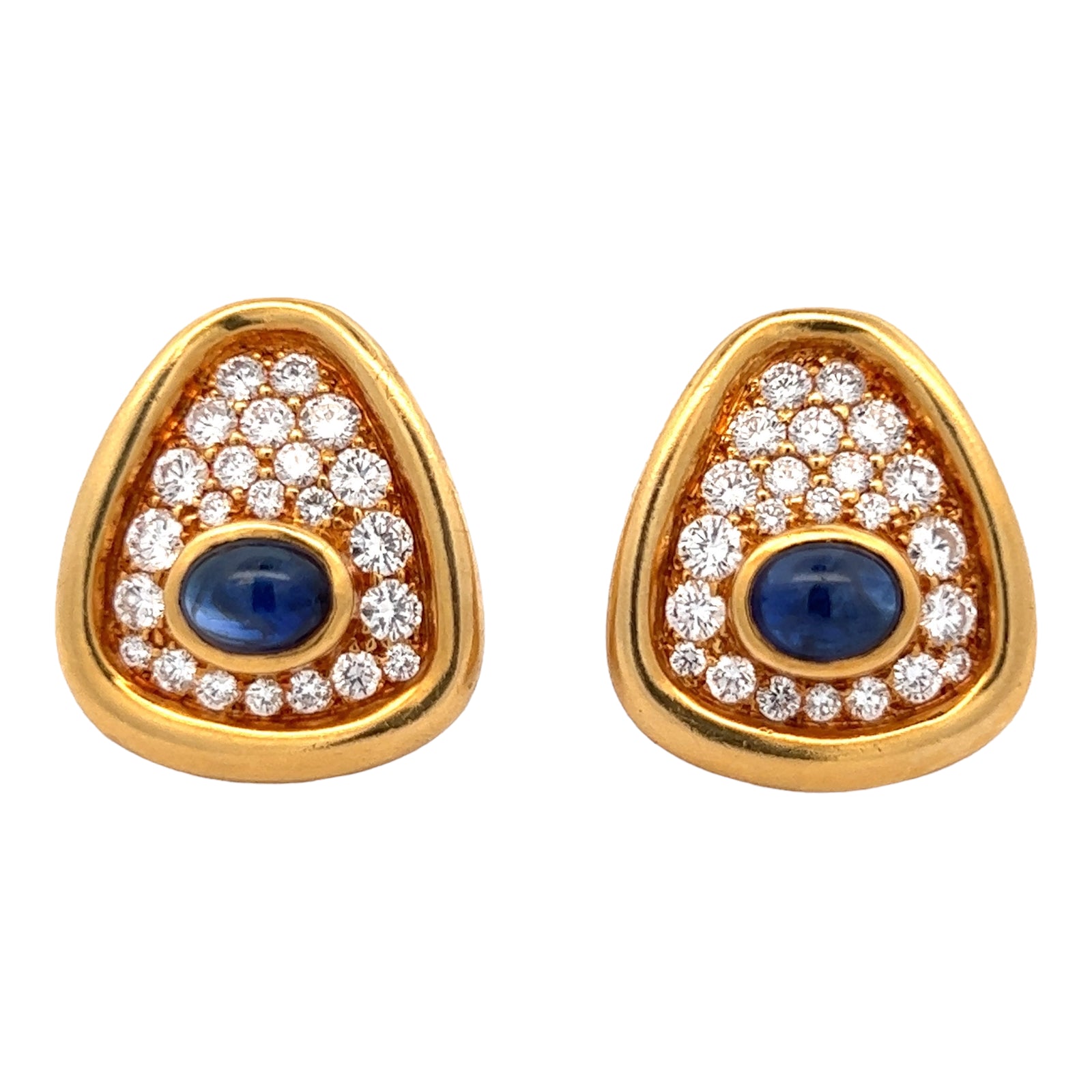 Diamond Sapphire 18 Karat Yellow Gold Earclip Earrings