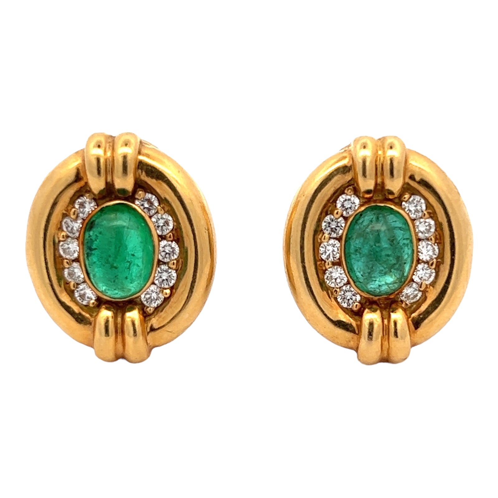 3.00 CTW Emerald Diamond 18KYG Earclip Earrings