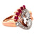 1950's Retro Diamond Ruby Rose Gold Cocktail Ring