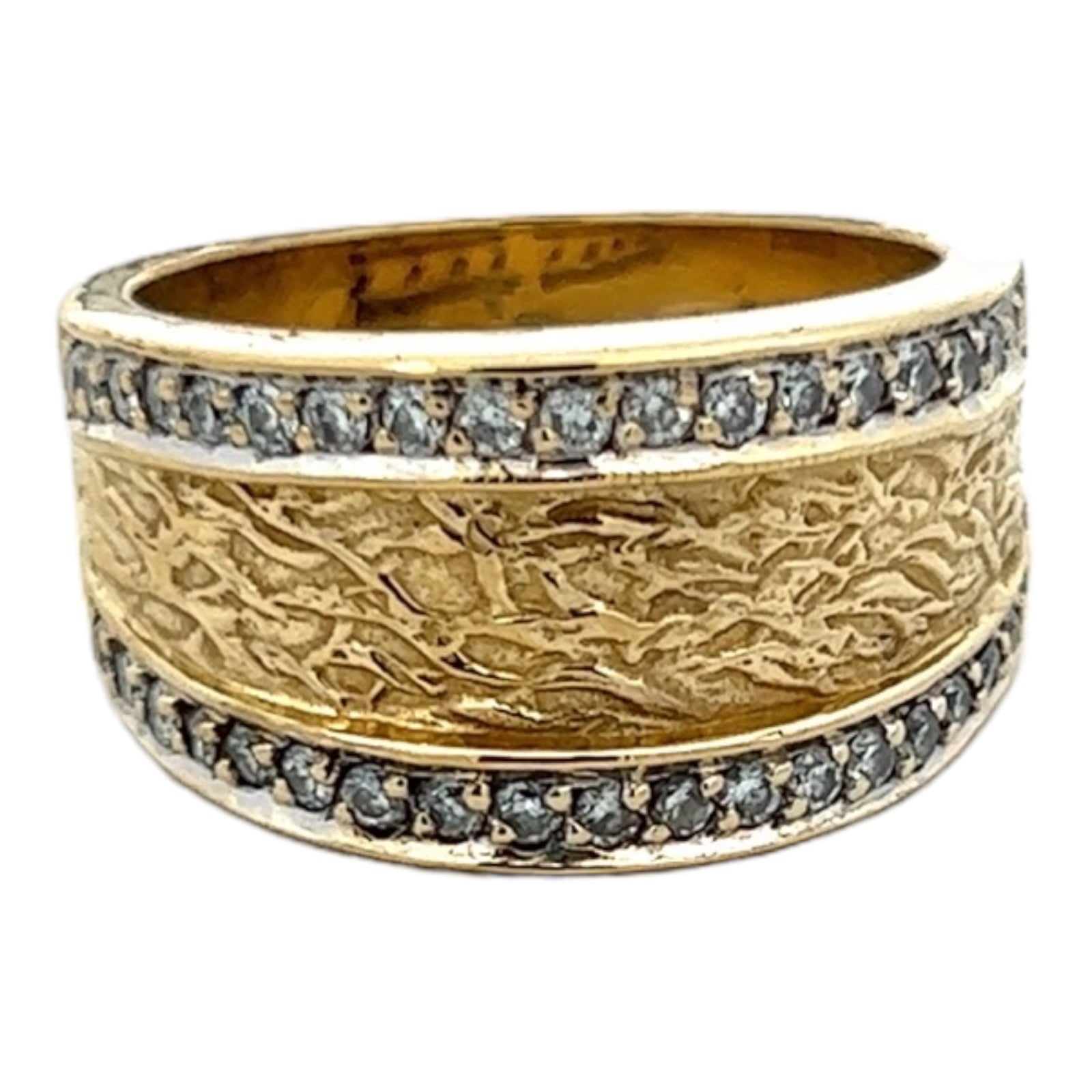 Diamond 18 Karat Yellow Gold Cigar Band Ring