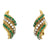 1960's Emerald Diamond 14 Karat Yellow Gold Swirl Earclip Earrings