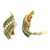 1960's Emerald Diamond 14 Karat Yellow Gold Swirl Earclip Earrings