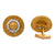 Greek Key Diamond 21/14 Karat Yellow Gold Medusa Estate Vintage Cufflinks
