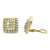 Modern Diamond 14 Karat Yellow Gold Swirl Square Earclip Earrings