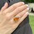 Imperial Orange Pear Shape Topaz Diamond 18 Karat Yellow Gold Cocktail Ring GIA