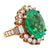 Colombian Natural Green Oval Emerald Diamond 18 Karat Yellow Gold Cocktail Ring