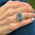 Emerald Cut Blue Topaz Sapphire Diamond 14 Karat White Gold Cocktail Ring