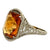 1950's Elongated Faceted Citrine Gemstone 14 Karat White Gold Filigree Ring