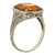 1950's Elongated Faceted Citrine Gemstone 14 Karat White Gold Filigree Ring