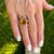 1950's Elongated Faceted Citrine Gemstone 14 Karat White Gold Filigree Ring
