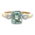 Aquamarine Diamond 14 Karat Yellow & White Gold Three Stone Bezel Set Ring