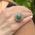 1960's Jade Diamond 18 Karat Yellow Gold Split Shank Vintage Estate Ring