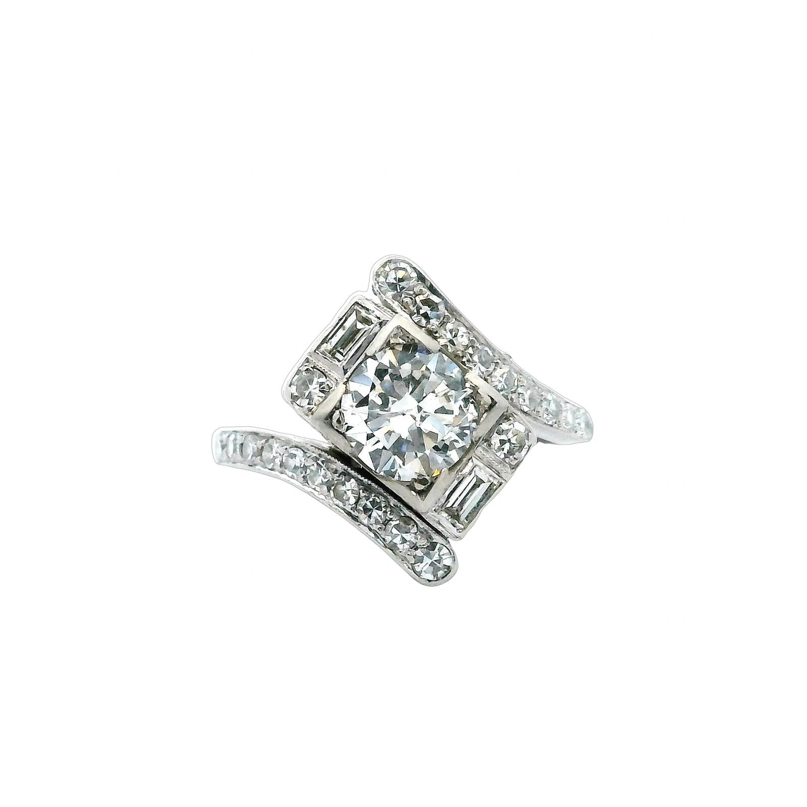 1940's Diamond Vintage Bypass Ring