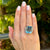 Emerald Cut Aquamarine Diamond 18 Karat White Gold Cocktail Ring