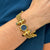 Etruscan Intaglio Gemstone 14 Karat Yellow Gold Three Row Link Bracelet