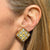 Itailian Diamond 18 Karat Yellow Gold Textured Lever-Back Square Earrings